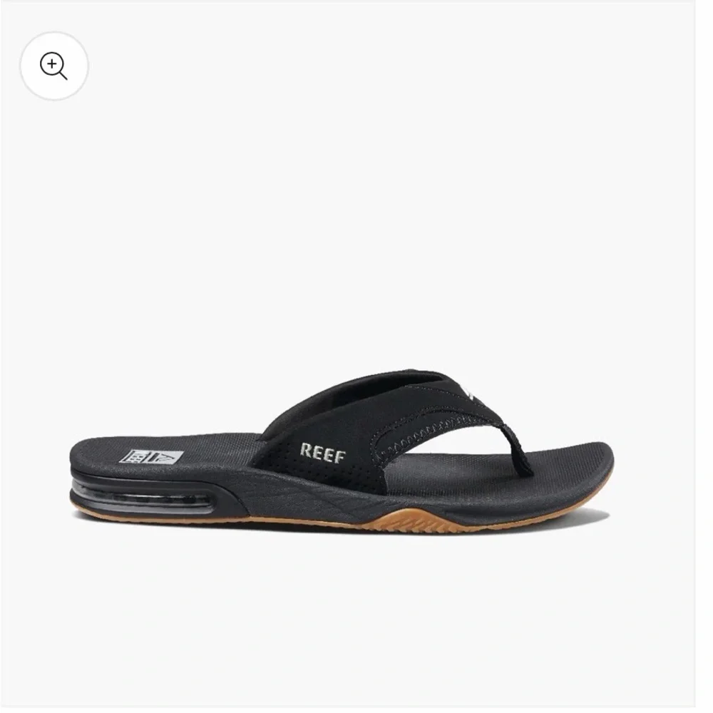 Reef Black and Silver Fanning Flip-Flop with Bottle Opener